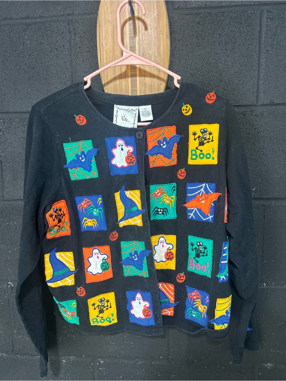 Michael Simon Vintage Halloween Patchwork Cardigan Jacket - Black